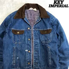 KEY IMPERIAL デニムジャケット トラッカージャケット Gジャン ブランケット付 60-70s 三角タグ コーデュロイ切り替え 青系 インディゴブルー VINTAGE ヴィンテージ キーインペリアル
