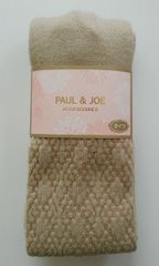 PAUL&JOE ポール＆ジョー タイツ M～L ベージュ ノート バーガン柄 未使用 bhndu a202h0507