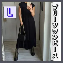バックプリーツ シャツワンピ マキシ丈 ロング ゆったり 上品 黒 海外 L