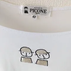 PICONE／ピッコーネ　サイズ42　ビーズ装飾入りカットソー　ホワイト　日本製　イタリアブランド