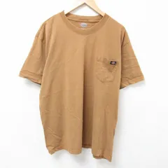 XL/古着 ディッキーズ Dickies 半袖 Tシャツ メンズ 胸ポケット付き 大きいサイズ コットン クルーネック 茶 ブラウン 25jun24 中古