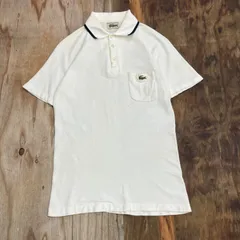 CHEMISE LACOSTE シュミーズラコステ フランス製 ユーロ ワンポイントロゴ 鹿の子 ポロシャツ 半袖 70s 80s 古着 VINTAGE メンズ サイズ M MG212