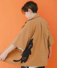 ScoLar Parity（スカラーパリティ）無限ループネコ柄シャツ　オフホワイト、ブラック、ブラウン　351121