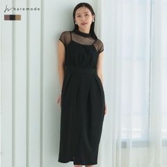 ドレス 結婚式 オケージョンドレス レース ワンピース パーティードレス ミモレ丈 フォーマル 20代 30代 レディース haremode 324239