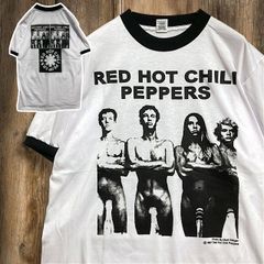 BJJZ リンガー Tシャツ ビンテージ 古着 白 黒 レッドホットチリペッパーズ RED HOT CHILI PEPPERS バンド チンソックス レッチリ Lサイズ 2503  3500 p10