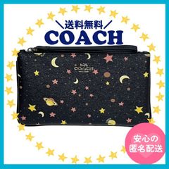 新品・アウトレット正規品】☆COACH☆財布☆ポーチ型☆宇宙☆星柄☆黒