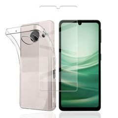 対応 AQUOS sense7 SHG10 SH-53C 用の ケース + ガラスフィルム AQUOS sense7 SHG10 SH-53C カバー柔軟 TPU 全透明 軽量 衝撃吸収 傷つけ防止 携帯便利 滑り止め 散熱加工 黄変しにくい 【旭硝子素材製】