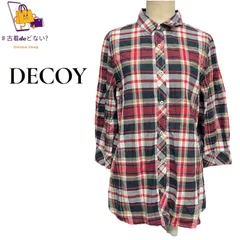 DECOY レトロ古着 チェック柄シャツワンピース 赤 黒 白 Mサイズ コットン100% ゆったり チュニックブラウス