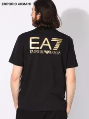 EMPORIO ARMANI (エンポリオアルマーニ) メタリックロゴ クルーネック 半袖 Ｔシャツ EA76DPT06PJFFZ メンズ (ブラック)