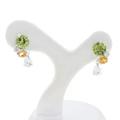 ベリテ / VERITE　ピアス　K14WG　ペリドット / シトリン / ブルートパーズ / キュービックジルコニア 【中古】 商品番号 B-132785