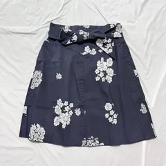 【デートコーデにおすすめ❤️】【MAX&Co.】マックスアンドコー＊花柄＊ミニスカート＊ネイビー×ホワイト＊ウエストリボン付き＊S〜M相当🌺春服　夏服　送料無料✨