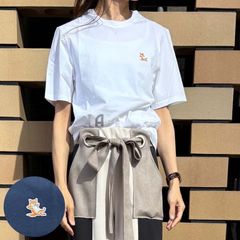 【2025春夏物モデル】Maison Kitsune メゾンキツネ CHILLAX FOX 刺繍 Tシャツ LM00110K J0008 ワンポイント刺繍 クルーネック 半袖 レディース