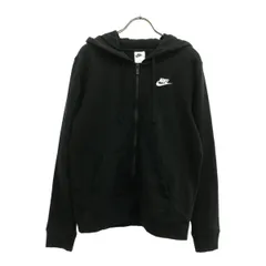NIKE ナイキ ロゴ刺繍 長袖 スウェット ジップパーカー M ブラック メンズ 古着