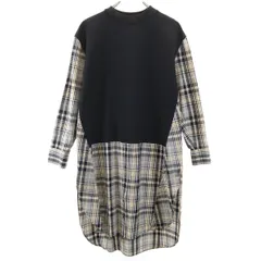 ZARA ザラ チェック切替 長袖 ワンピース S ブラック レディース 古着