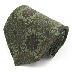 シャルル・ジョルダン ブランドネクタイ 花柄 シルク イタリア製 メンズ グリーン CHARLES JOURDAN 【中古】