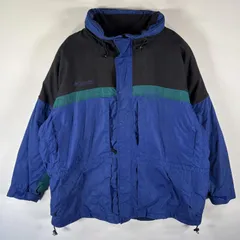 古着 90's/90年代 コロンビア Columbia ナイロンマウンテンジャケット マルチカラー パーカー 中綿 大きいサイズ XXXL  ブルー メンズ