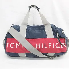 トミーヒルフィガー TOMMY HILFIGER ボストンバッグ ショルダーストラップ 2way ロゴ プリント 紺 赤 ネイビー レッド グレー