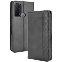 OPPO Reno5 A ケース 手帳 リノ5a  チェック柄 合革 レトロ 手帳 ケース 【Color】 ブラックのサムネイル