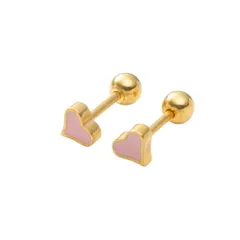 【ゴールド×ピンク × ピアス】[Cream dot. クリームドット公式] ピアス レディース ステンレス製 金属アレルギー つけっぱなし サージカルステンレス ネジロック式 ボールキャッチ ハート ミニ 両耳用 大人