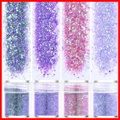 【特価セール】SensaBliss グリッターラメ ネイル ネイルグリッタージェル 4色セット ネイルパーツ ラメグリッター ジュエリーパーツ スパンコール キラキラ 容器入り グリッター ネイルアート ラメパウダー ネイルパウダー オーロラ デコパーツ ケー