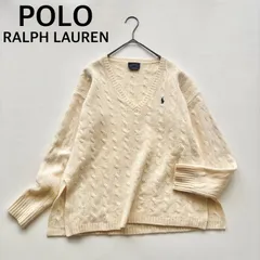 02128-4 ポロラルフローレン　ケーブルニット　カシミヤ混　Vネック
