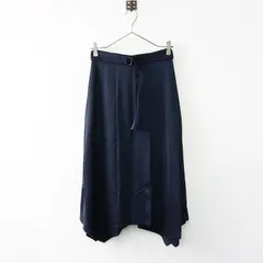 【値下げ】アナイ ANAYI エアリーサテンイレギュラーヘムスカート 36/■ネイビー タック ベルト フレア【2400014106213】のサムネイル