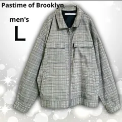【即決ご希望額はコメントへ】  美品　Pastime of Brooklyn　フルジップ　ブルゾン　グレンチェック　Ｌ　ジャケット　ジップアップ　チェック柄　千鳥格子　ボックスシルエット　オープンカラー　ビッグシルエット　ユニセックス　カジュアル　春　秋　韓国