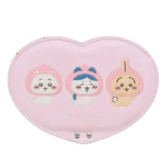 ちいかわ ハート型ファブリックミラー ピーチ ミラー 鏡 折りたたみ 卓上 スタンドミラー キャラクター ハチワレ うさぎ 粧美堂 CHIIKAWA