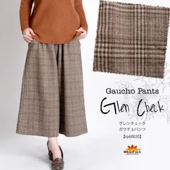 ワイドパンツ レディース グレンチェック ガウチョパンツ 秋冬 大きいサイズ
