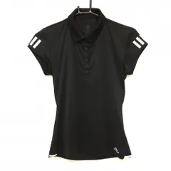★特価★【超美品】アディダス 半袖ポロシャツ 黒×白 袖3ライン 裾ロゴプリント AEROREADY  レディース OT ゴルフウェア adidas
