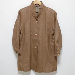 秋冬◎エレガント◎高級ラムレザー◎【Jubian】ジュビアン レザージャケット コート リアルレザー 本革 ラムスキン ラムレザー 羊革 ジャケット ブラウン レディース M /M14405j