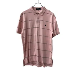 POLO RALPH LAUREN 半袖 ボーダー ポロシャツ M ピンク ポロ ラルフローレン コットン トップス 古着卸 アメリカ仕入 a708-5309