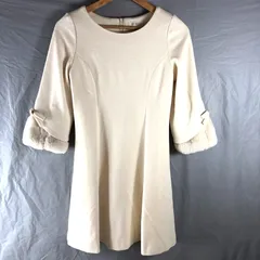 ユニバーバルミューズ UNIVERVAL MUSE ワンピース タグ付き リボン付き 袖ファー付き 裏地付き ホワイト 2サイズ 863522