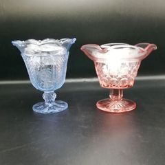 KAMAY　CRYSTAL　24%Pro　カメイガラス　 ブルー　ピンク　センターピース　ガラス花瓶　花瓶　フラワーポット　 ２個セット　　新品未使用