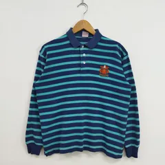 Brooks Brothers ブルックスブラザーズ 香港製 ボーダー 刺繍 エンブレム ロゴ 長袖 ポロシャツ ラガーシャツ カットソー 90s 古着 VINTAGE レディース サイズ S LG94