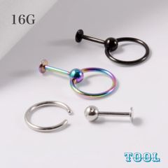 235：スタッドピアス 16G CBR ボディピアス キャプティブビーズリング シャフト8ｍｍ シルバー ブラック レインボー 引っかからないピアス ピアス 2WAY
