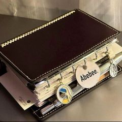 新品 大人気 ダブルリング A7 無地80枚 システム手帳 カバー　バインダー　リフィル付き ミニ6　 ブラウン#わふうひゃっぽうばこ