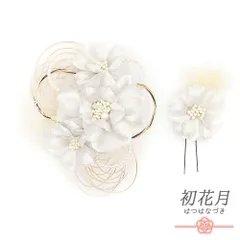 髪飾り 成人式 水引 振袖 袴 2点セット 花 シルバー 灰色 グレー ゴールド 白 かすみそう ラインストーン パール ラメ トレンド No.12-0478