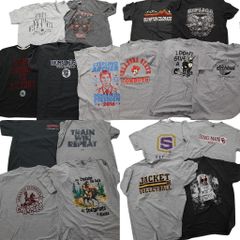 古着卸 まとめ売り グレー ボディ プリント 半袖Tシャツ 18枚セット (メンズ L ) チームロゴ アニマル 動物 英文字 中古 古着 NA6956