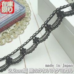 2.2cm幅かわいい黒のケミカルレース(5m)
