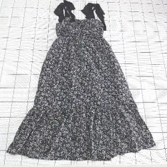 ◇ ⊂ GRL グレイル 花柄 ロング丈 キャミ ワンピース サイズF ブラック系 レディース E  【1509100083139】