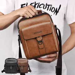 ★ショルダーバッグ メンズ バッグ メンズバッグ　ポシェット 斜めがけ チャック ポーチ pu革 ミニバッグ ストラップ調整可　カジュアル 縦型 おしゃれ　耐用