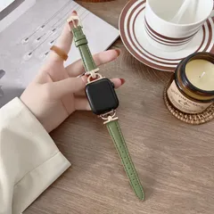 【CHA592360384041】Apple Watch バンド 合皮 38/40/41mmグリーン+ゴールド