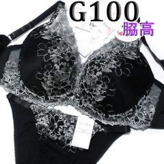 ●●[格安]12[G100&5L]脇高・美胸ブラ＆ショーツセット　ブラック＆シャンパンゴールド花柄　新品未使用