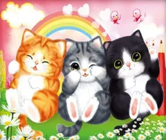 クロスステッチ刺繍キット 図柄印刷 3匹子猫