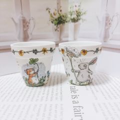 リメイク鉢 2つセット デコパージュ リメ鉢 植木鉢 プランター