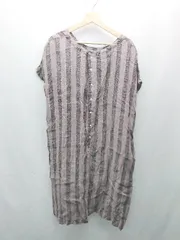 ◇ ◎ heavenly クルーネック 麻100％ カジュアル ノースリーブ ロング丈 ワンピース 表記なし パープル レディース E 【1307260036169】