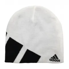 【新品】アディダス リバーシブルニット帽 白×黒 ロゴ刺しゅう フリー(57～59cm)  ゴルフウェア adidas