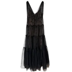 BCBG MAXAZRIA シルク100%チュールロングドレス　黒　ワンピース BCBGMAXAZRIA - BCBG MAXAZRIA チュール ドレス ワンピース