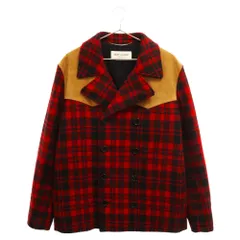 SAINT LAURENT PARIS (サンローランパリ) 14AW タータンチェックショルダースエードPコート 361928 Y990F レッドのサムネイル